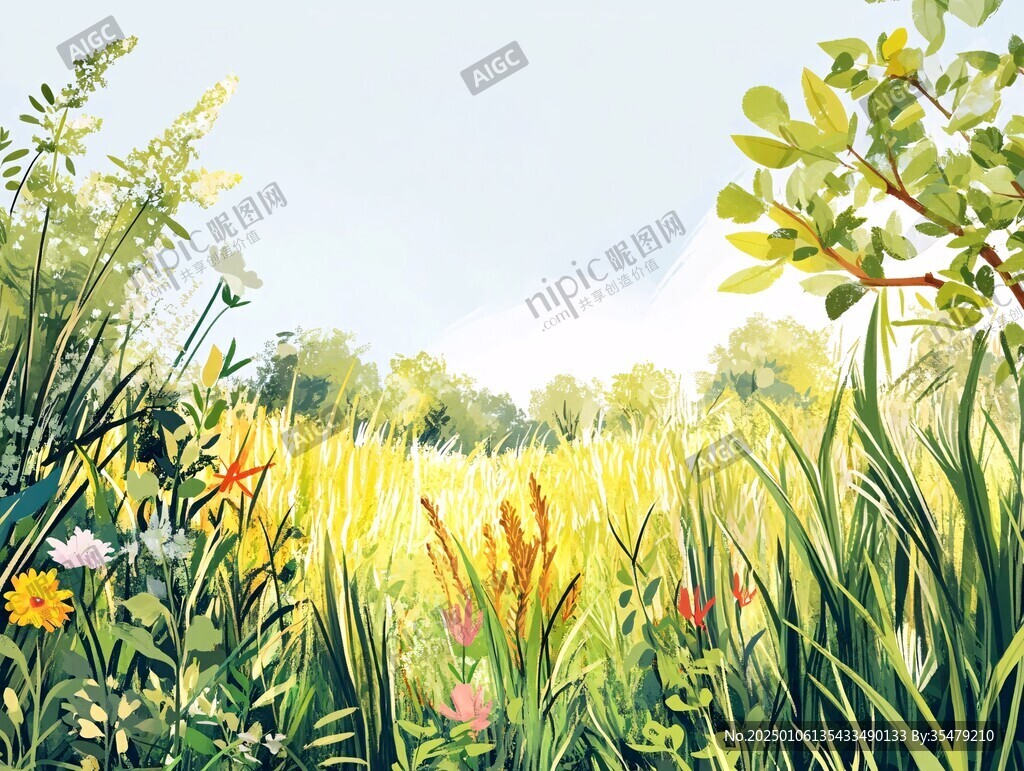 草地场景插画