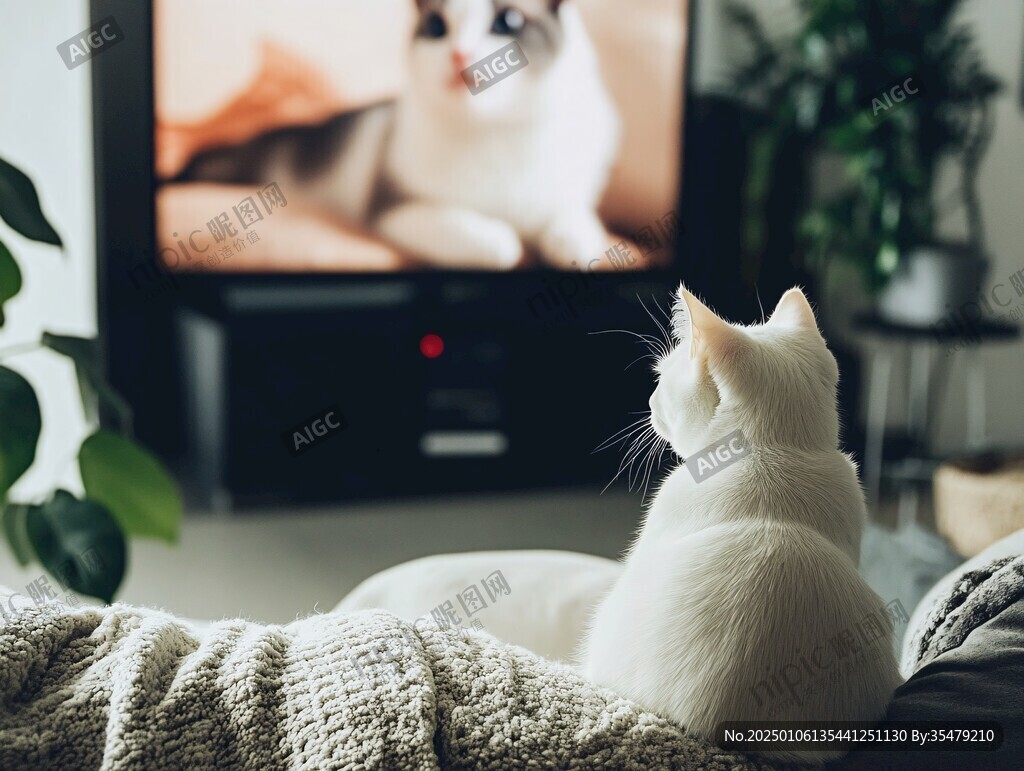 猫咪看电视