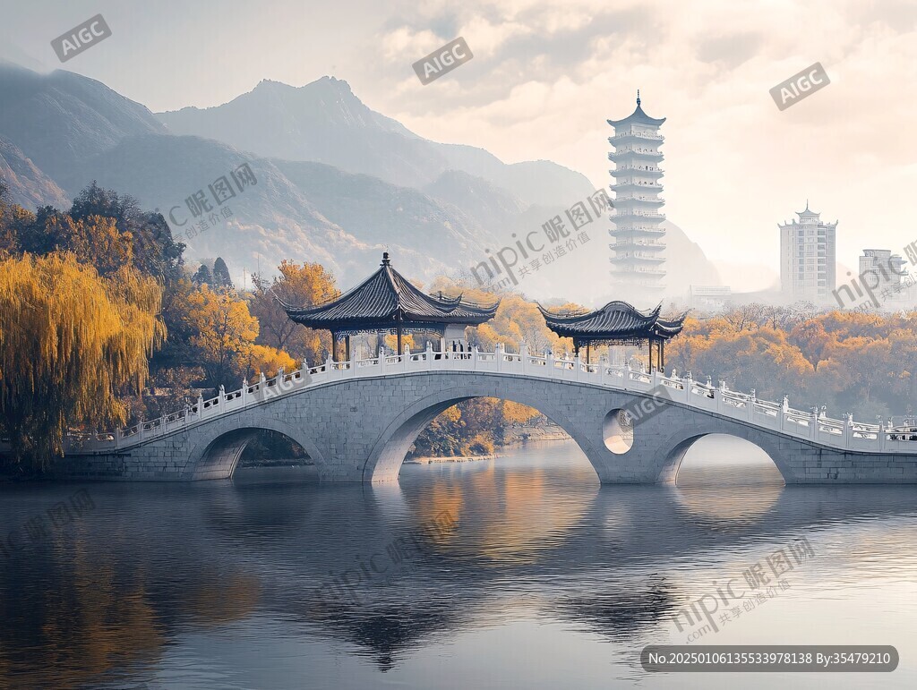 雁桥秋影