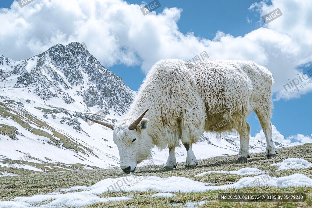 雪山牛羊