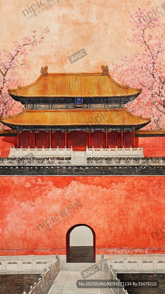 红宫墙插画