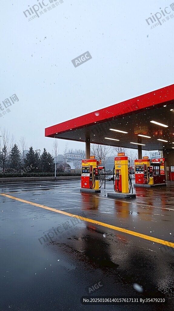冰雪天加油站