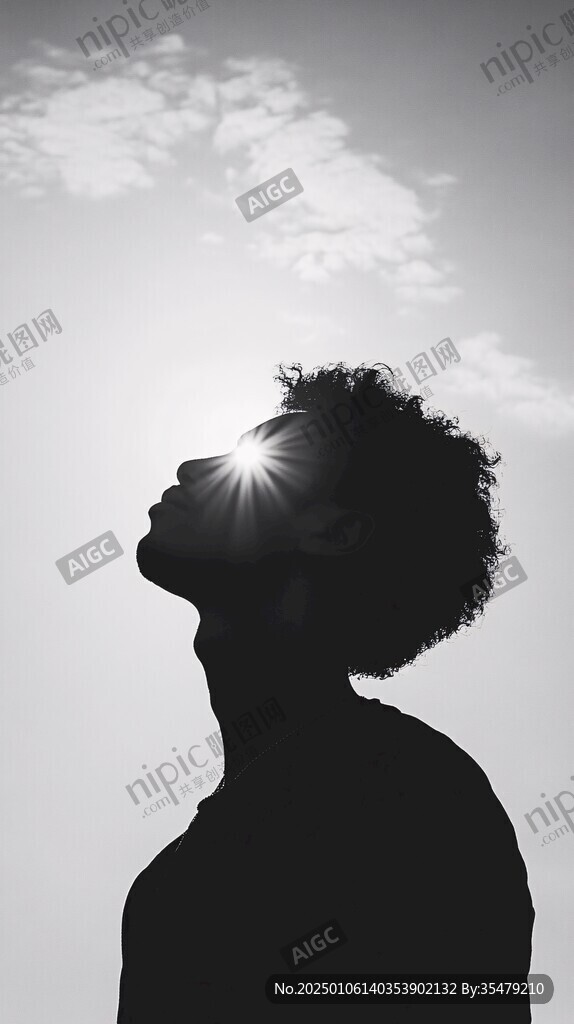 太阳光下人的投影