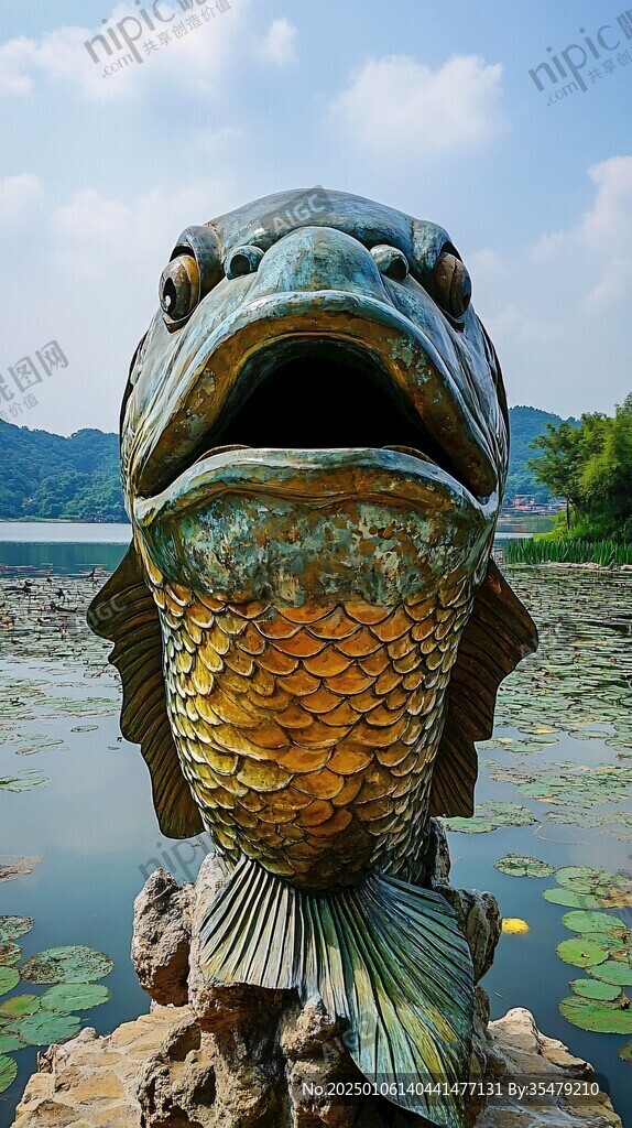 鲜鱼口雕塑