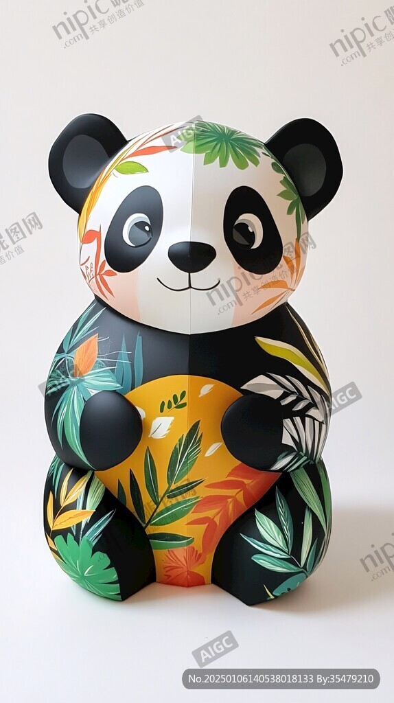五彩熊猫雕塑