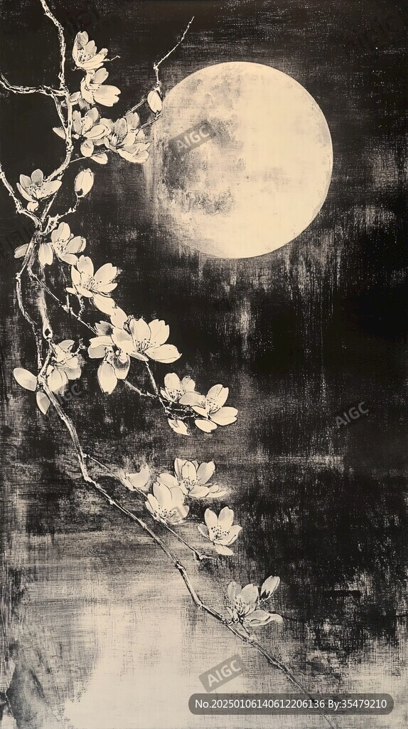 月下花鸟画