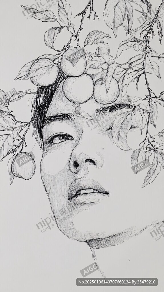 碧根果工笔画