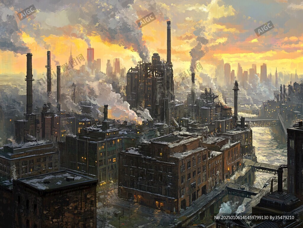 工业区油画