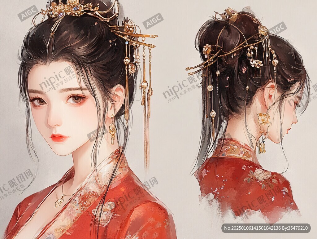 红衣少女设计古风