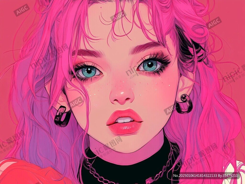 潮流插画美女人物插画