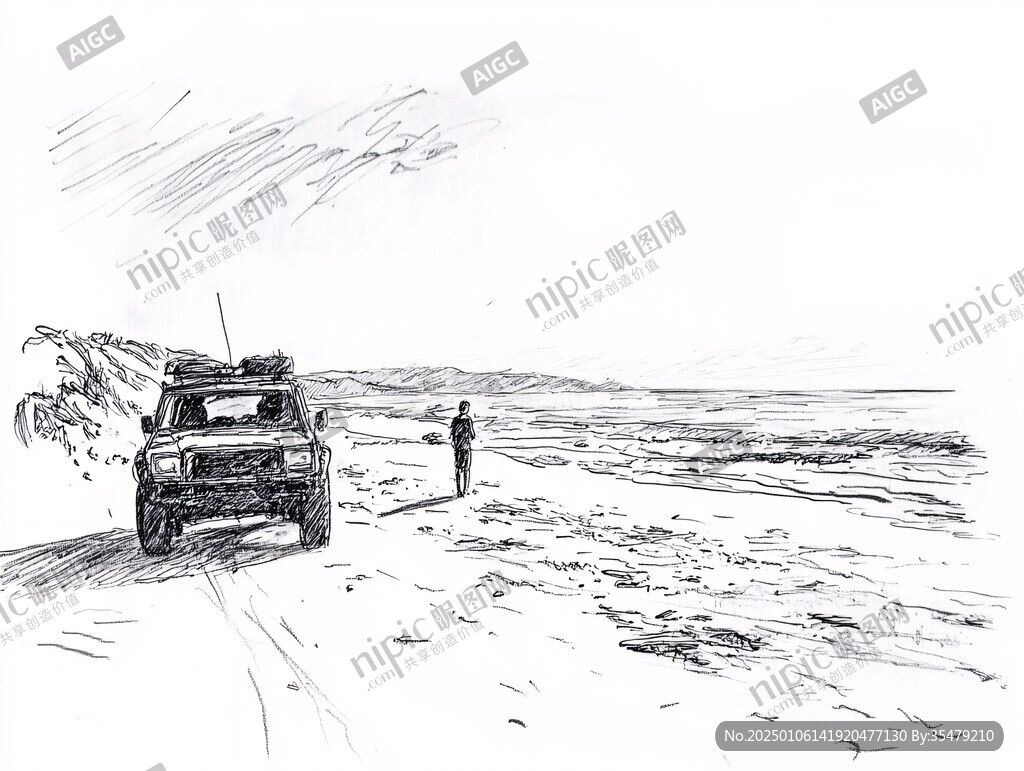 戈壁滩插画