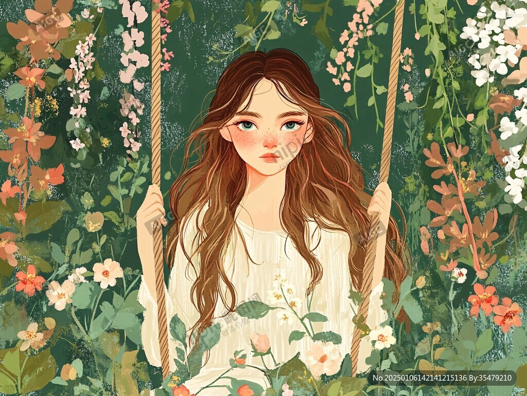 森系人物插画