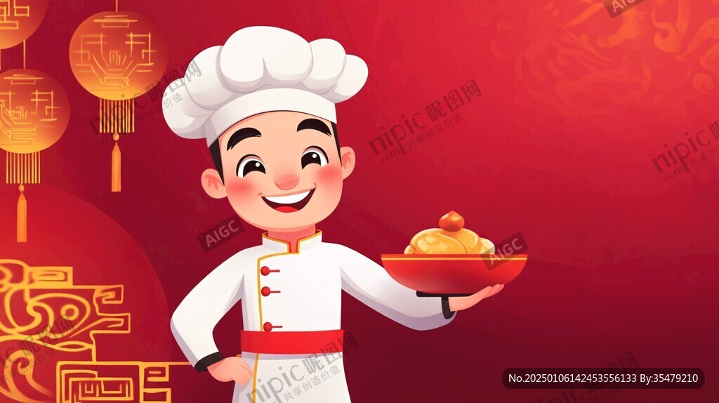 卡通中式男厨师形象