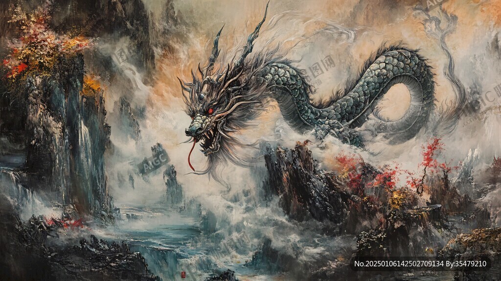 高清龙壁画