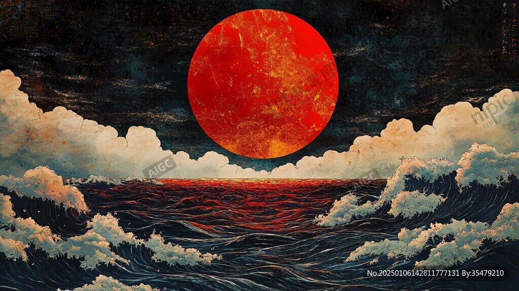 插画红日