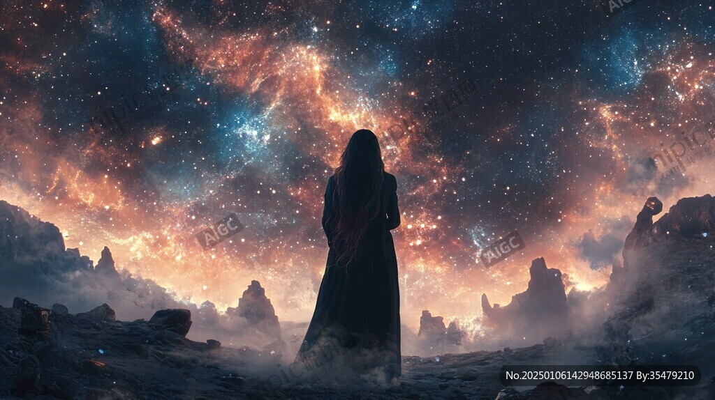 星辰大海女孩背影