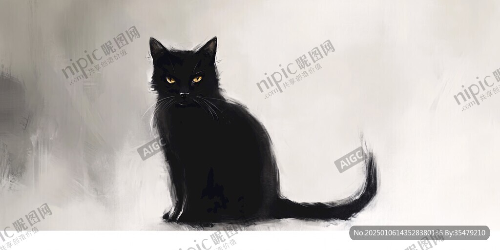 小黑猫插画