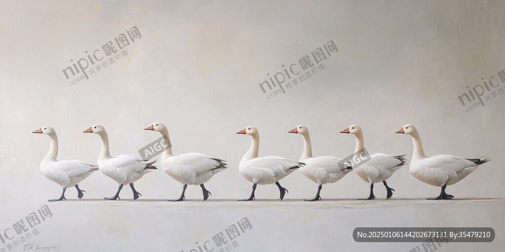白天鹅禽鸟类油画