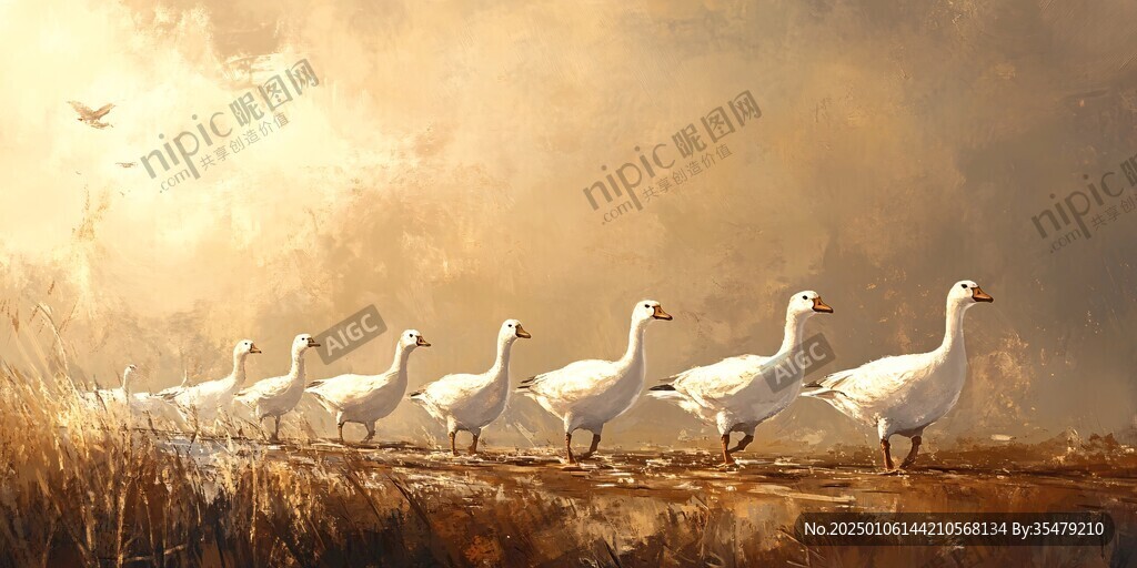 乡村大鹅插画