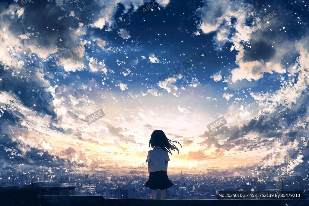 星辰大海女孩背影