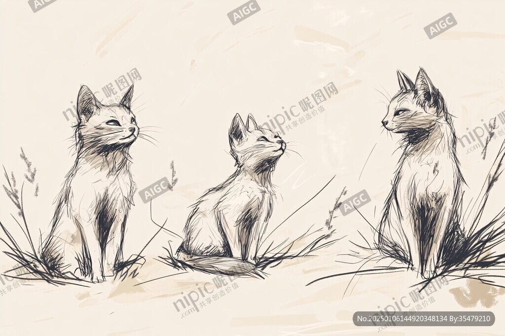 多只猫插画
