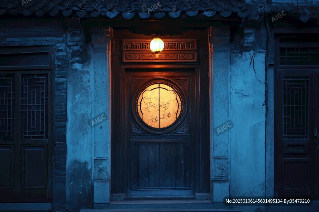 古代宅门夜景