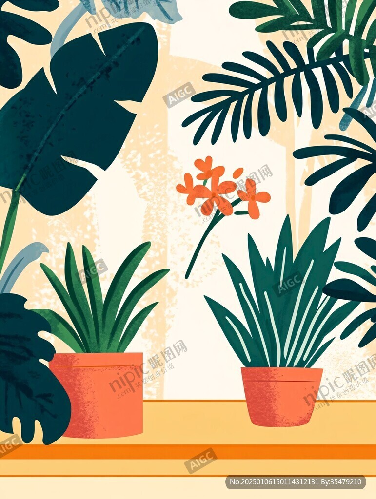室内植物插画