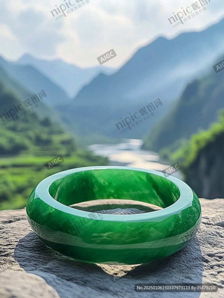 高冰种满绿翡翠手镯