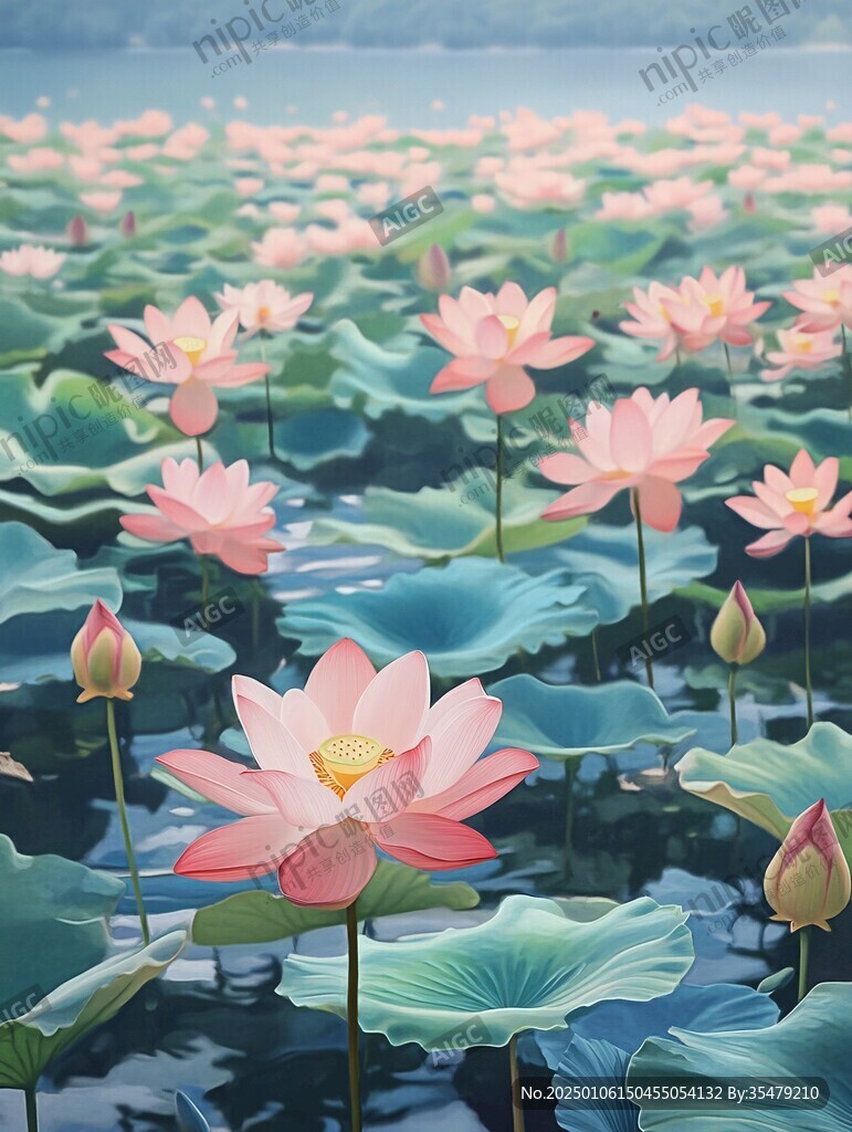 唯美荷花夏日荷塘