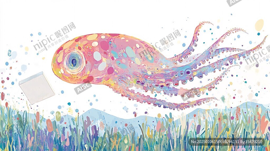 章鱼手绘插画