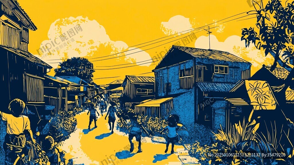 那大镇力乍村插画