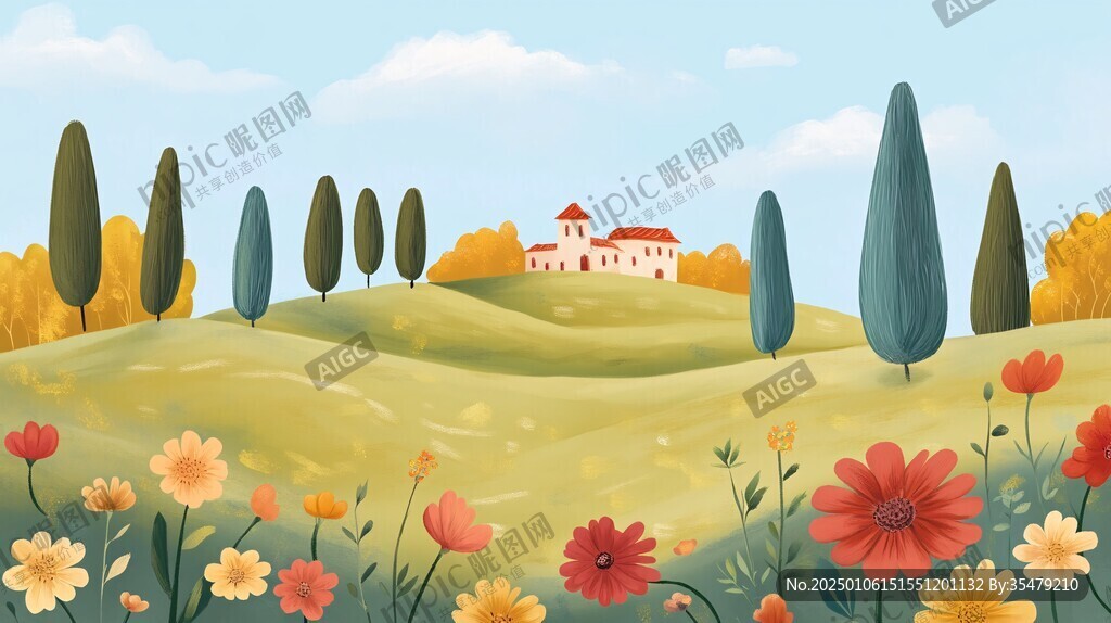 金秋风景插画