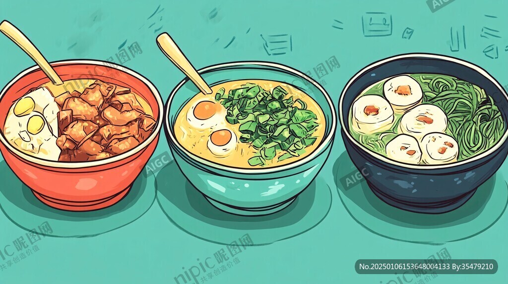 汤面插画插图