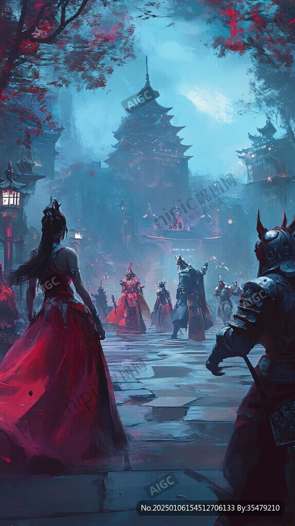 红衣少女设计古风