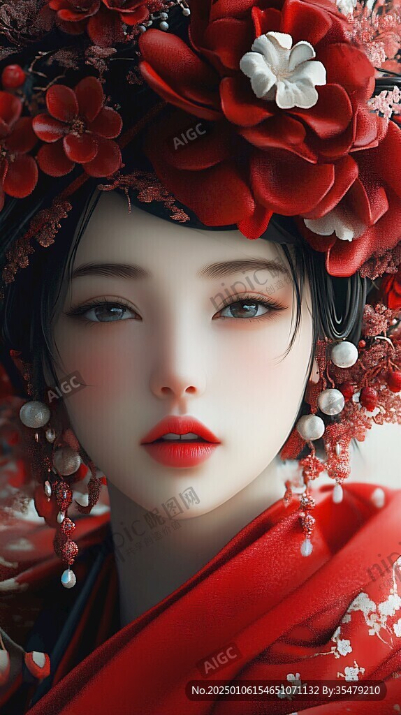 红衣少女设计古风