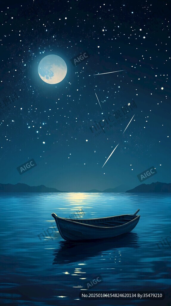 深海蓝背景船
