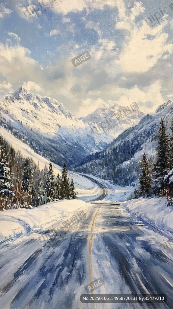 雪景油画