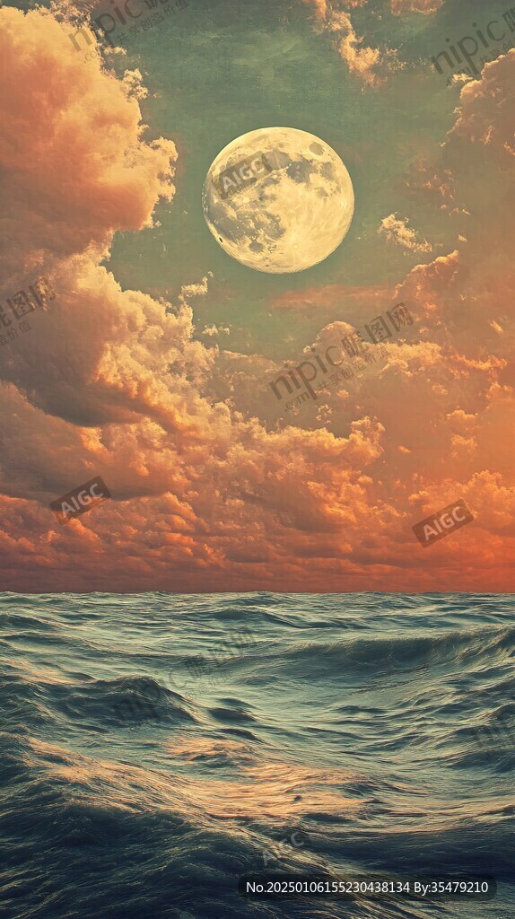 大海大地月光自然