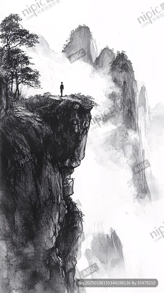 向往更高的山峰禅意画
