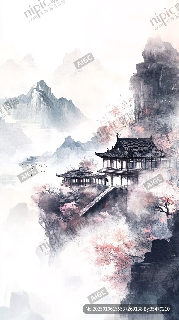 古风插画山水风光