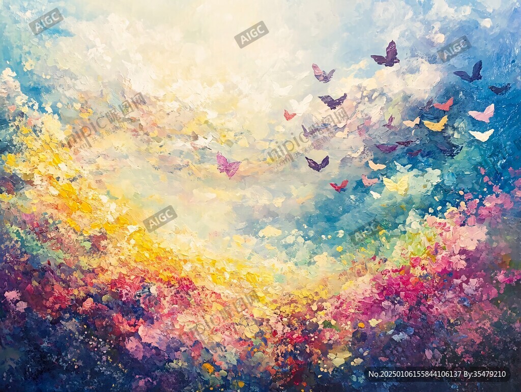 彩蝶油画