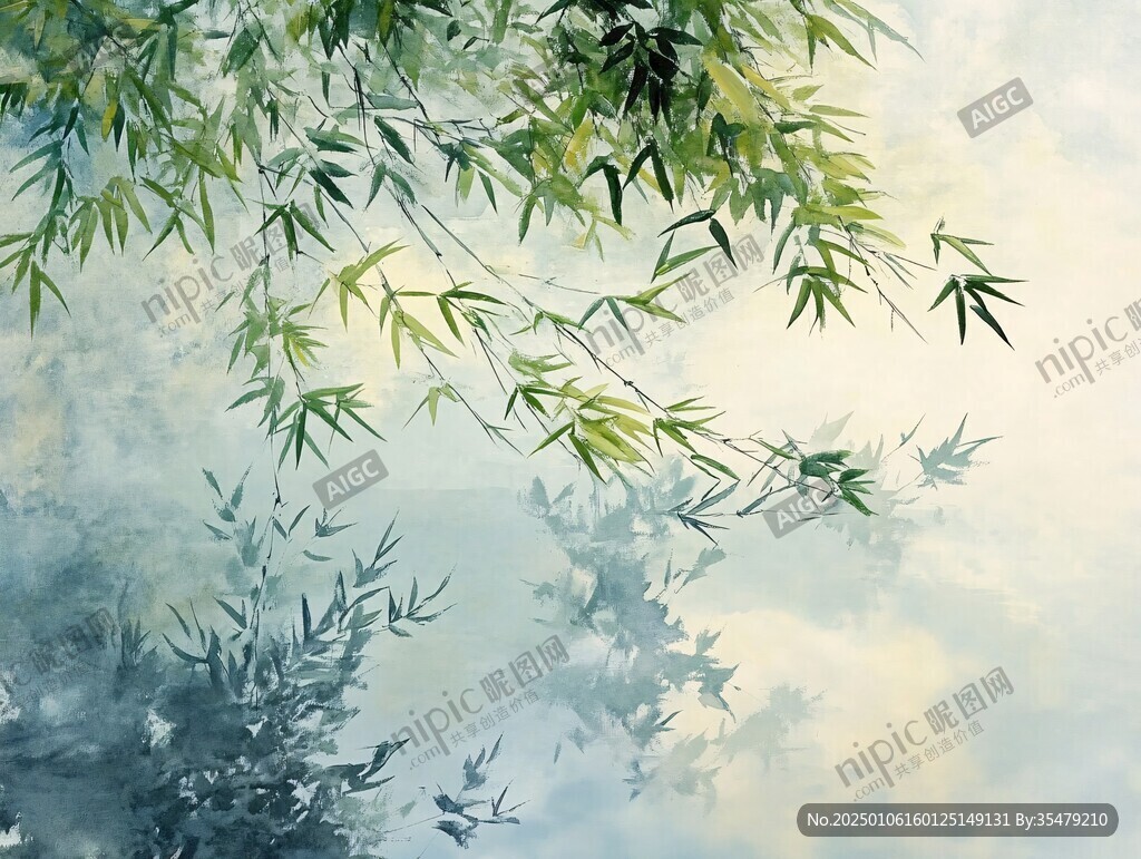 柳树枝叶背景装饰画