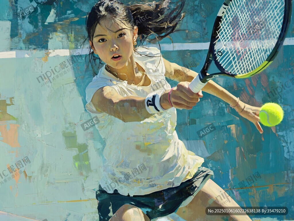 打网球少女形象