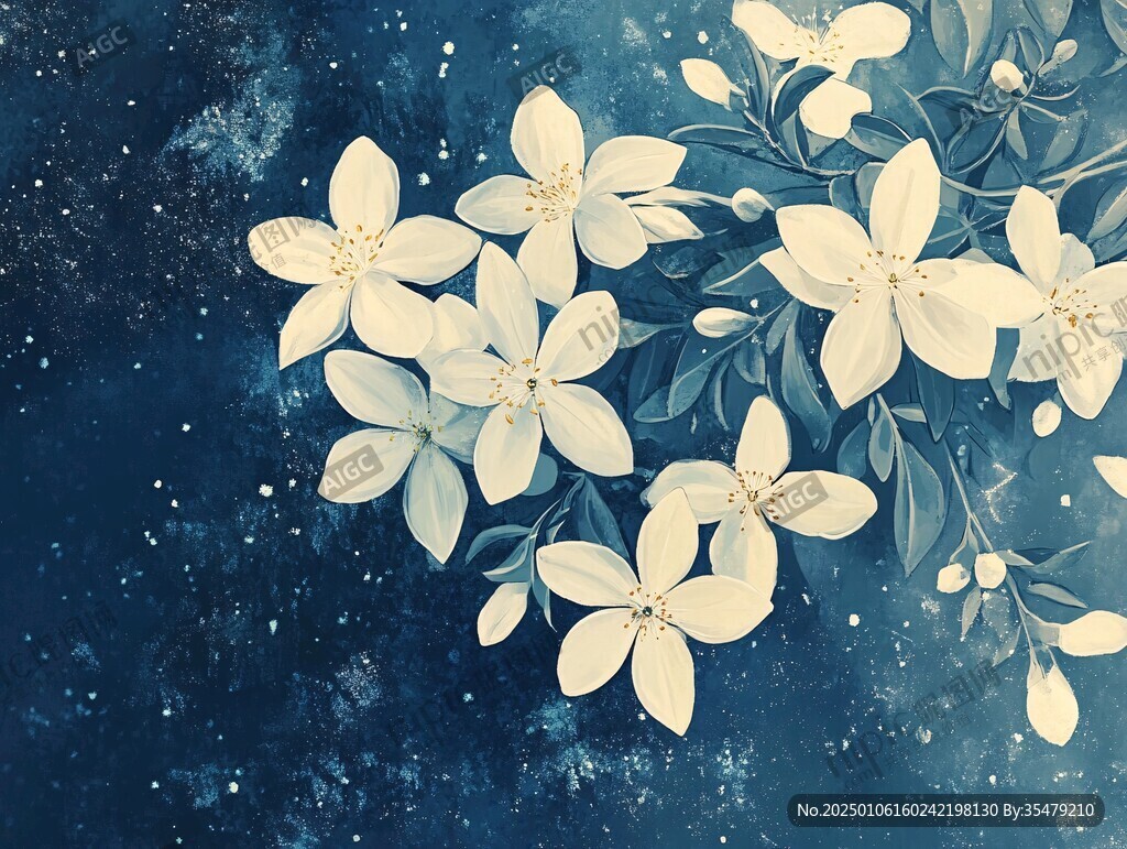 蓝雪花插画