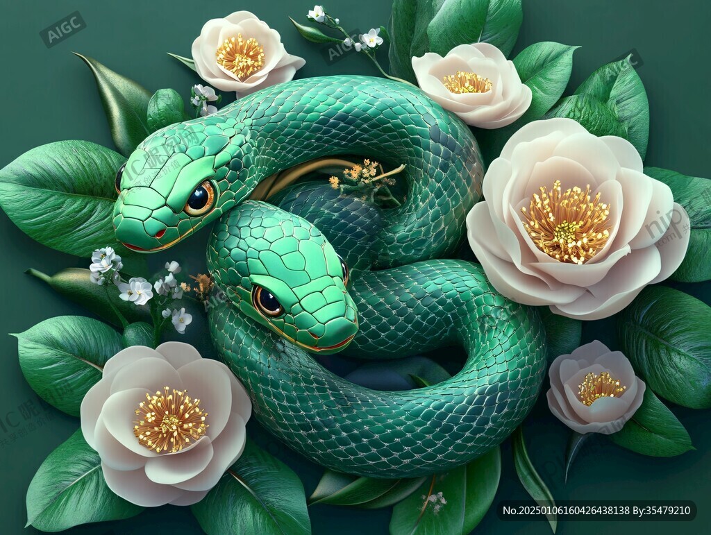 蛇与莲花插画