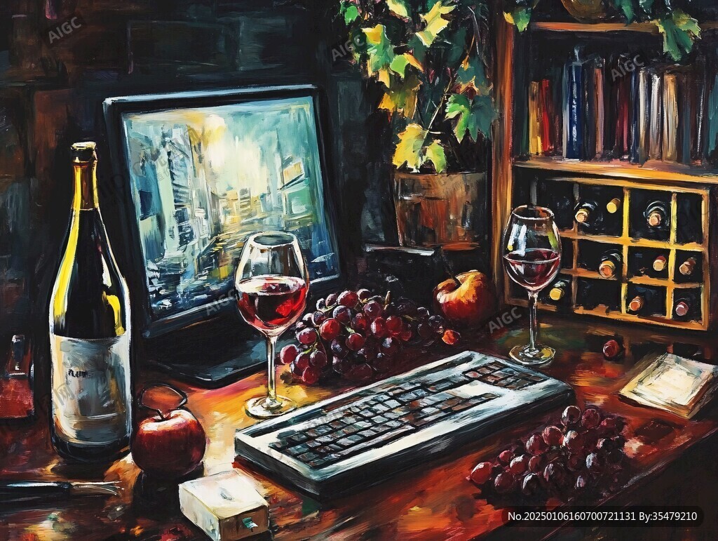 洋酒油画
