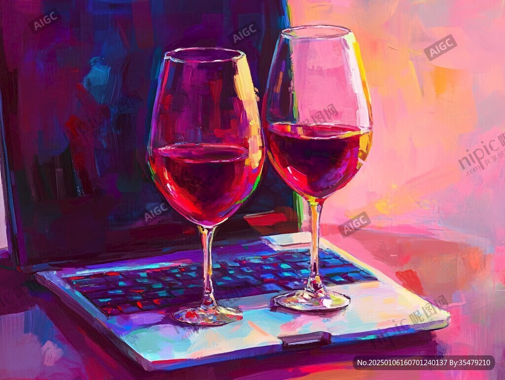 酒杯油画