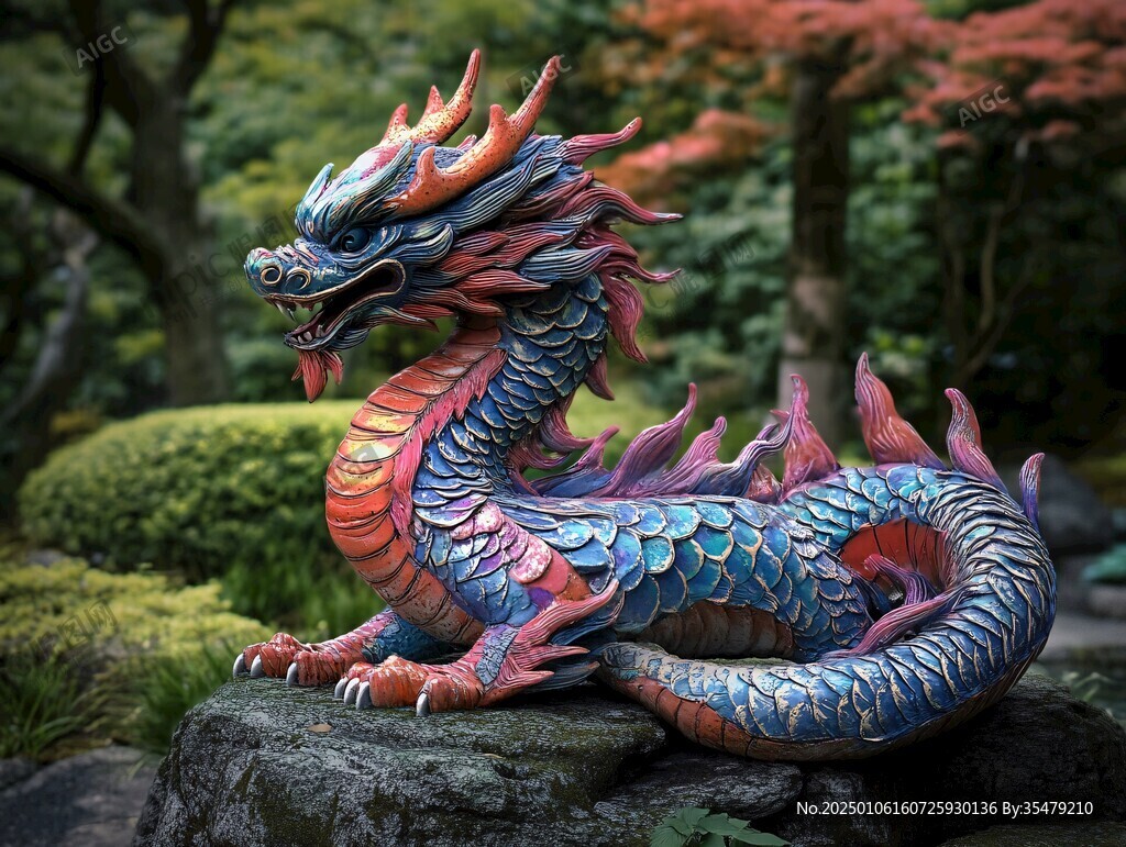 彩色龙雕塑
