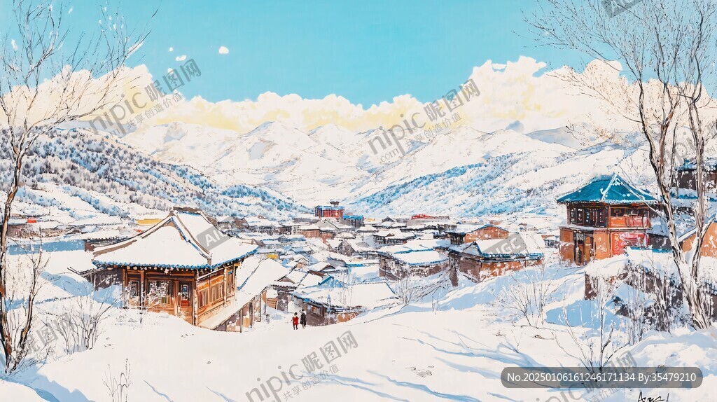 雪乡插画