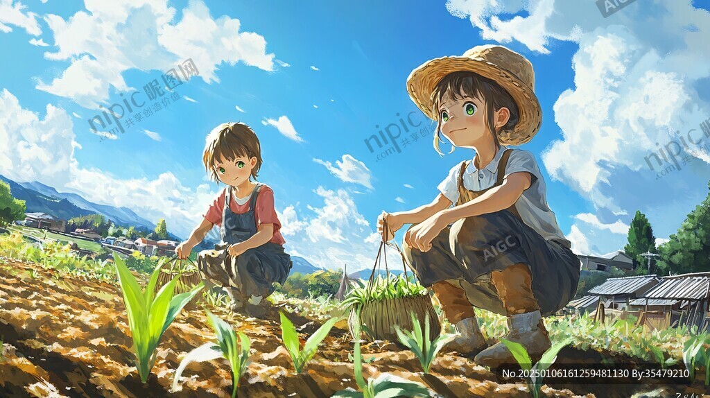 高清农耕插画
